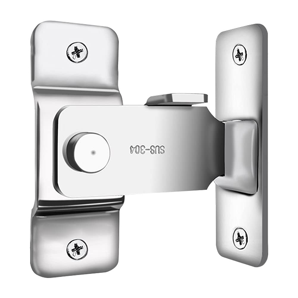 90 Degree Stainless Steel Door Latch - Right Angle Sliding Door Lock for Home Safety, Furniture Hardware Accessories (Medium Size) - Secure Cabinets, Closets & Sliding Doors