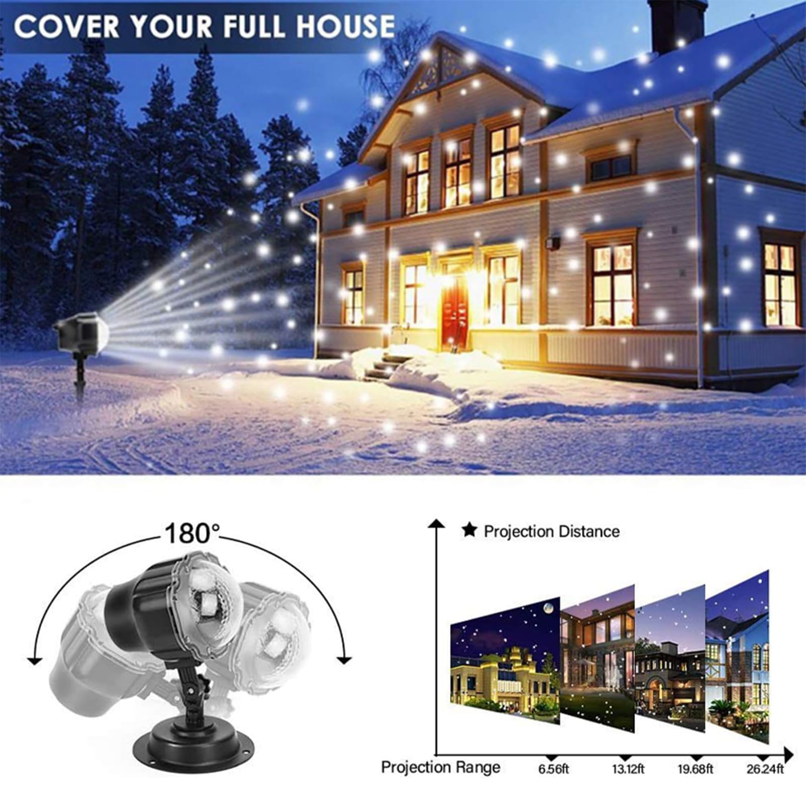 Christmas Snowfall Projector Lights - Waterproof Outdoor LED Holiday Decor with RF Remote & Timer, Wide Coverage High Brightness for Xmas, Parties, Weddings, Winter Decorations (Perfect for Yard, Garden, House Facade Seasonal Display)