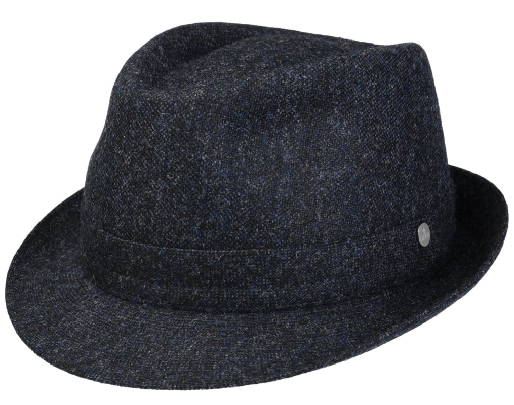 Lierys Wool Low Profile Crown Casual Trilby Hat for Men & Women - Navy Blue Fedora Style Hat for Outdoor, Travel, and Everyday Wear