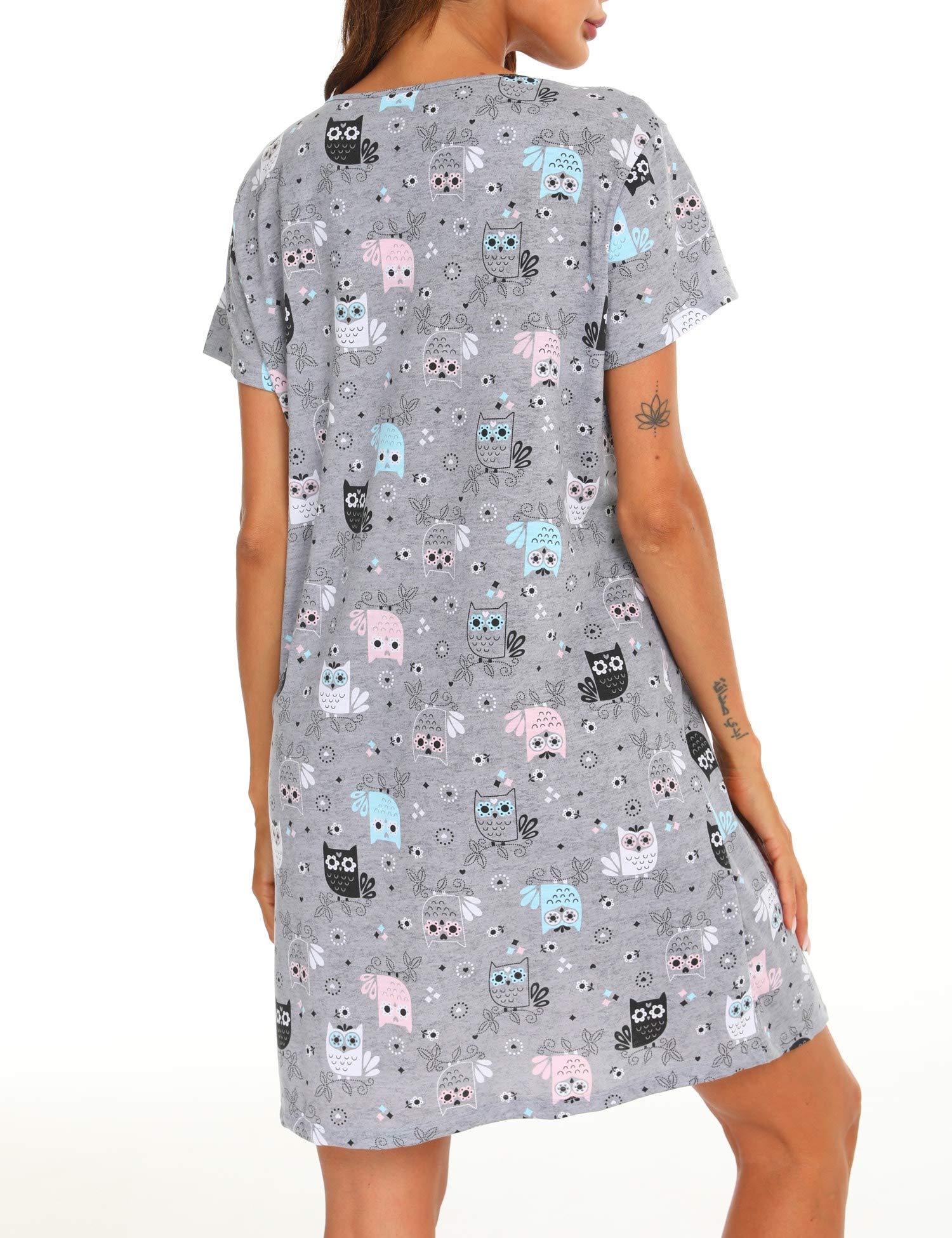Mialucce Women's Short Sleeve Nightgown - Floral Print Sleepwear for Women, Comfortable Night Dress for UK & US Market | Perfect for Summer Nights, Lounge Wear & Gift Giving