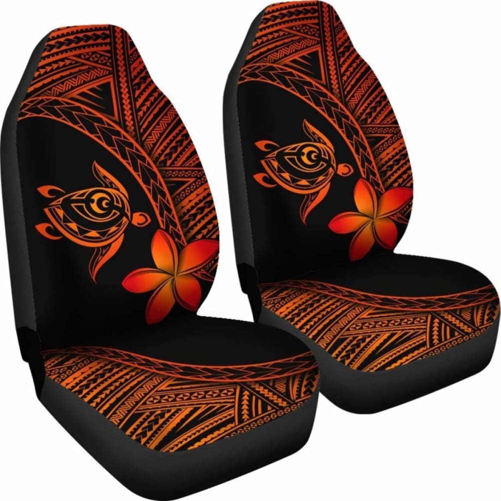 Premium Alohawaii Car Seat Covers - Hawaii Turtle Plumeria Orange Design - Universal Fit for Cars, SUVs & Trucks - Perfect for Beach Trips & Tropical Vacations