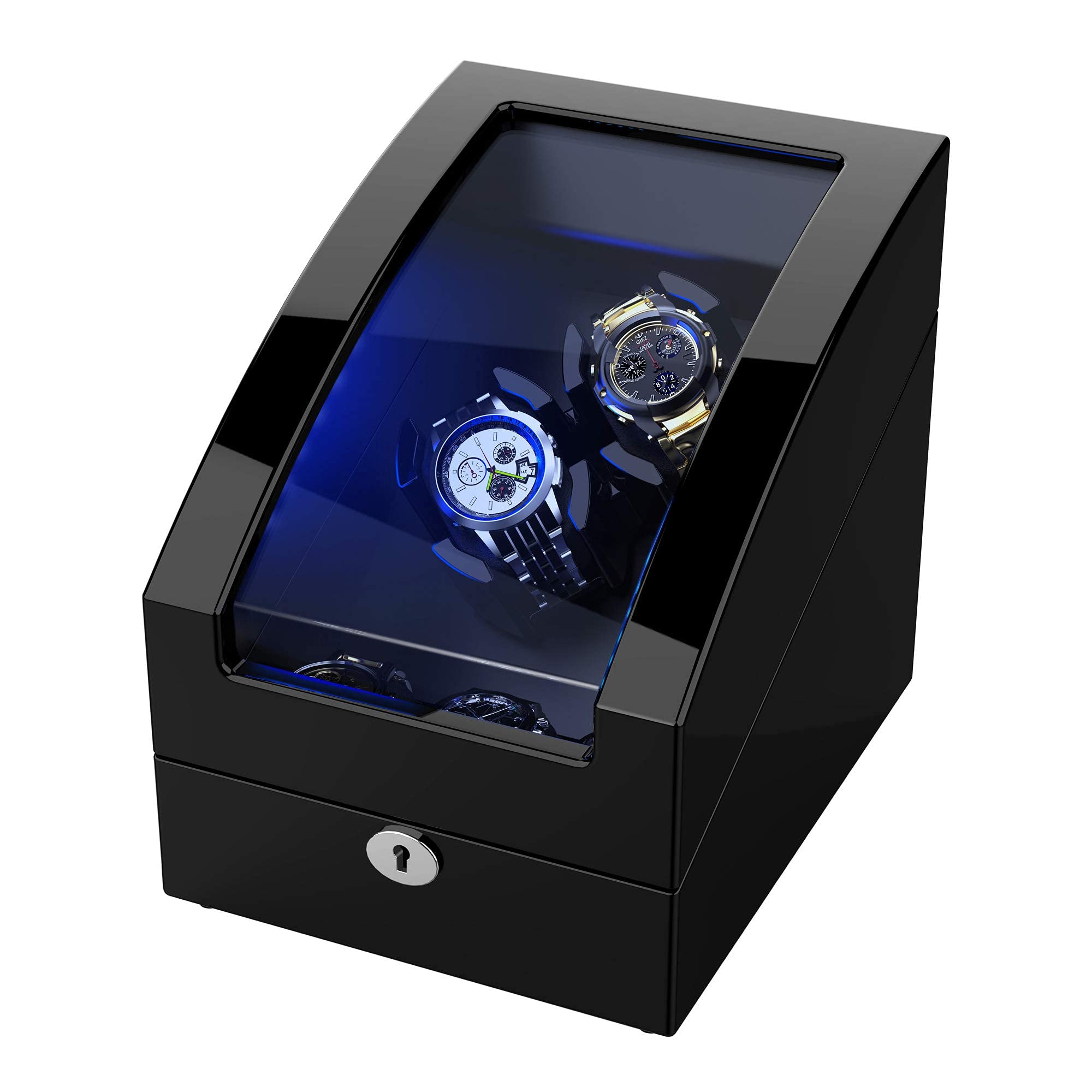 TRIPLE TREE Automatic Double Watch Winder with LED Display - Japanese Quiet Motor Wooden Watch Storage Box for Men & Women | Includes 3 Soft Leather Watch Pillows | Perfect for Mechanical Watch Collection, Travel & Luxury Home Decor