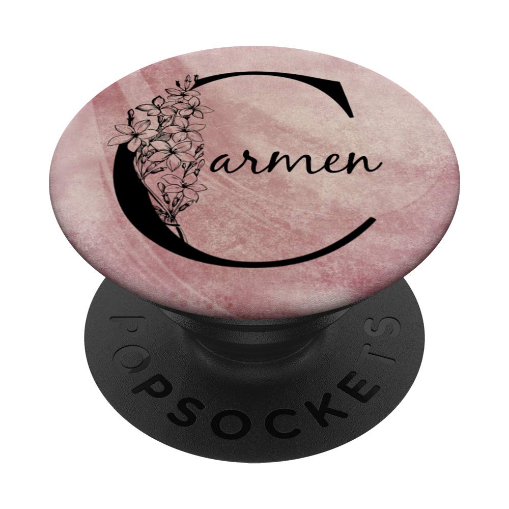 Carmen Personalized Name T-Shirt - Floral Rose Pink Grunge Design Women's Top for Casual Wear, Date Night & Gift Giving