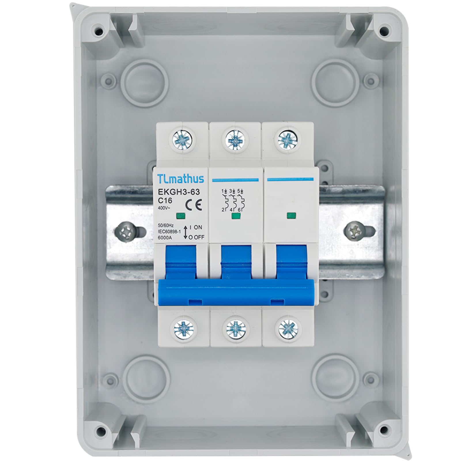 Waterproof Outdoor Circuit Breaker Box with DIN Rail - 5 Way Power Distribution Protection Panel for Miniature Circuit Breakers - Electrical Enclosure for Indoor/Outdoor Wall Mount (Ideal for Home, Garage & Industrial Electrical Systems)