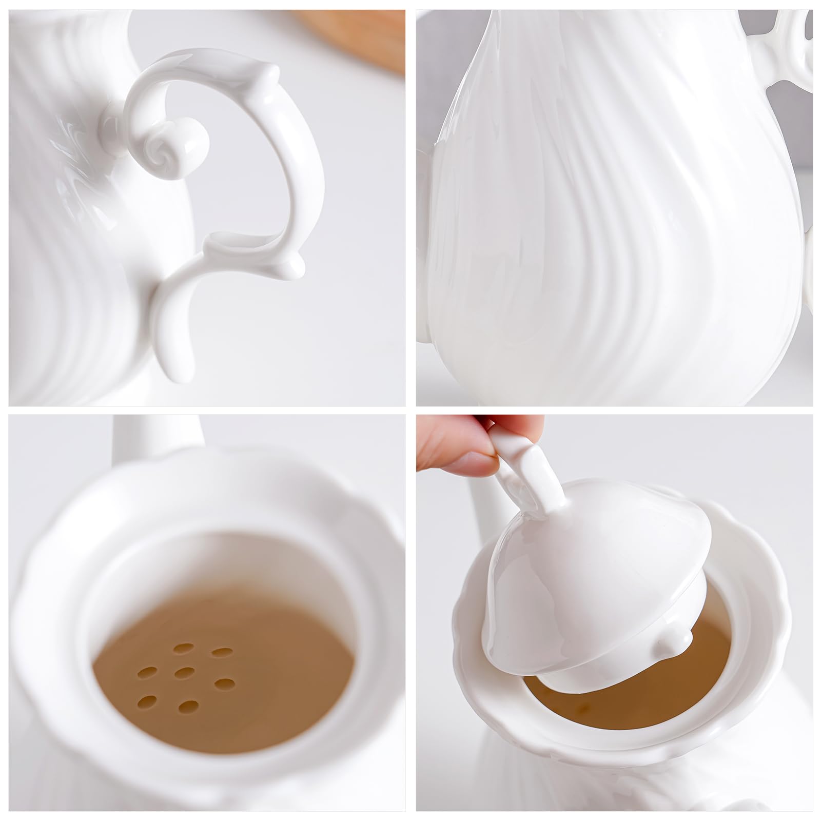 Premium Ceramic Teapot with Lid - 38.8 Oz Porcelain Tea Kettle for Tea, Coffee, Milk & Herbal Infusions - Perfect for Home, Office & Gift Giving