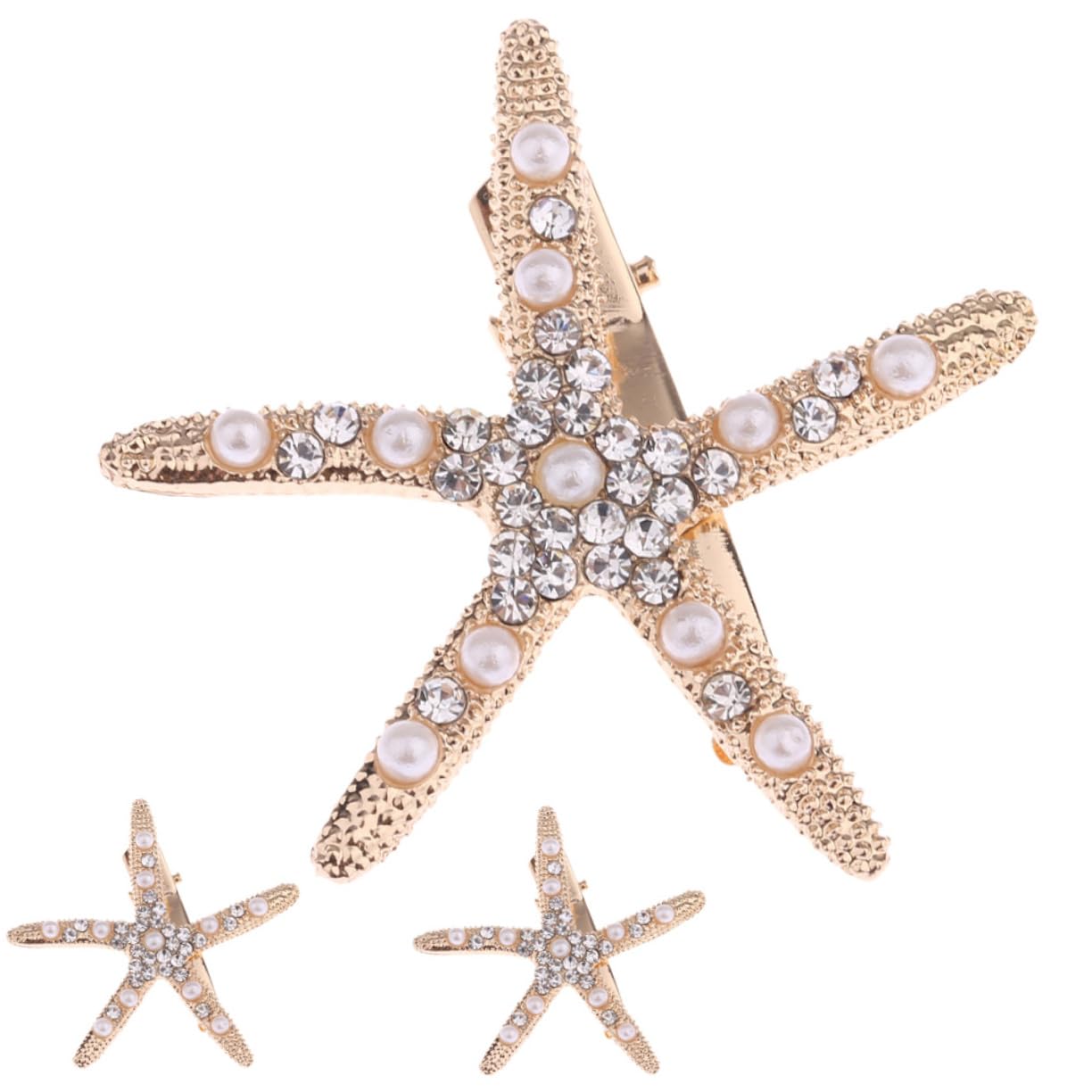 Elegant Gold Star Hair Barrettes for Bride - Mermaid Style Hair Pins