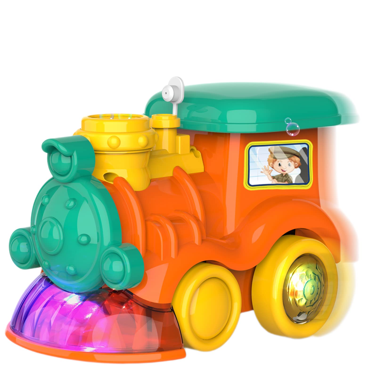 Automatic Bubble Machine for Toddlers - 3000+ Bubbles Per Minute with 2 Bubble Solution Bottles | Singing Bubble Train Blower for Kids Birthday Parties, Outdoor Play & Backyard Fun