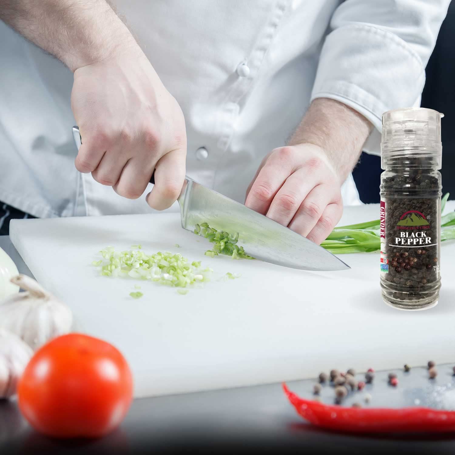 Premium Himalayan Chef Black Pepper Grinder - 1.76 oz (50g) Coarse Ground Spice for Cooking, Grilling & Seasoning - Ideal for Steak, Salad & Pasta Dishes