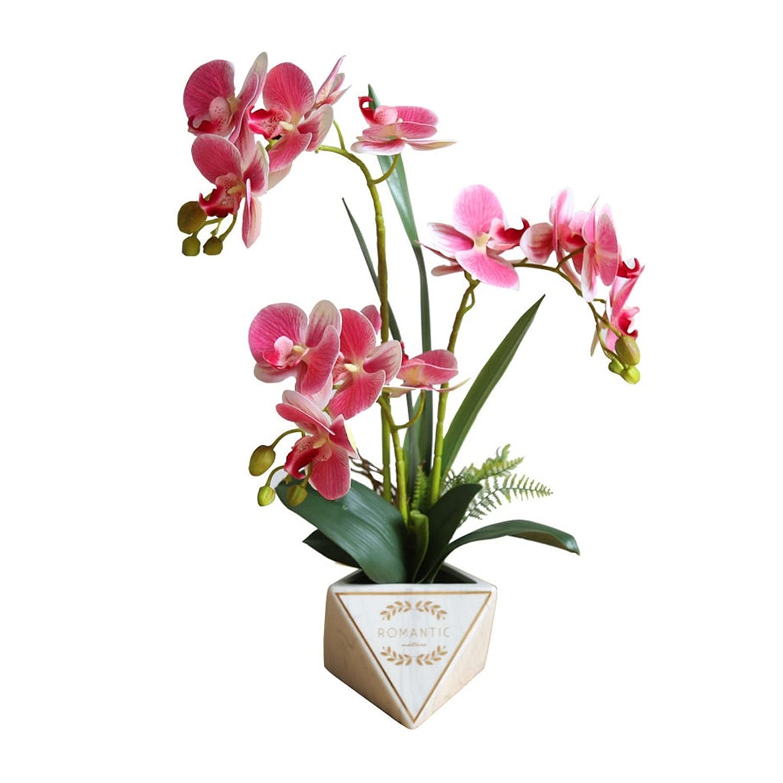 Artificial Phalaenopsis Orchid Flowers in Ceramic Vase - Realistic Fake Flower Set for Home Decor, Wedding Centerpiece & Office Decoration | Chinese Style Bonsai Display for Living Room, Dining Table & Window Sill