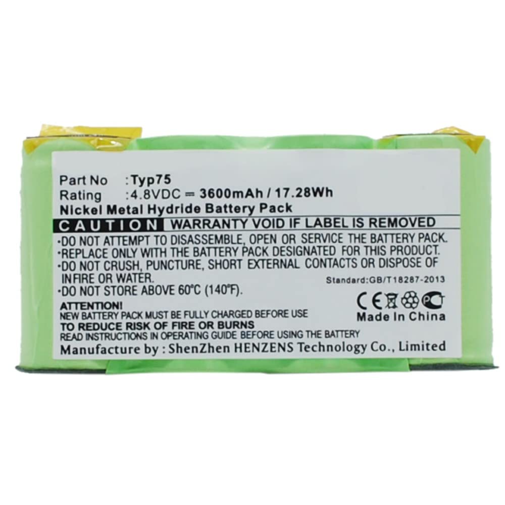 Synergy Digital Vacuum Cleaner Battery - 4.8V 3600mAh Ni-MH High Capacity Replacement Battery for AEG Liliput & Typ75 Vacuums | Perfect for Home Cleaning, Car Detailing & Pet Hair Removal