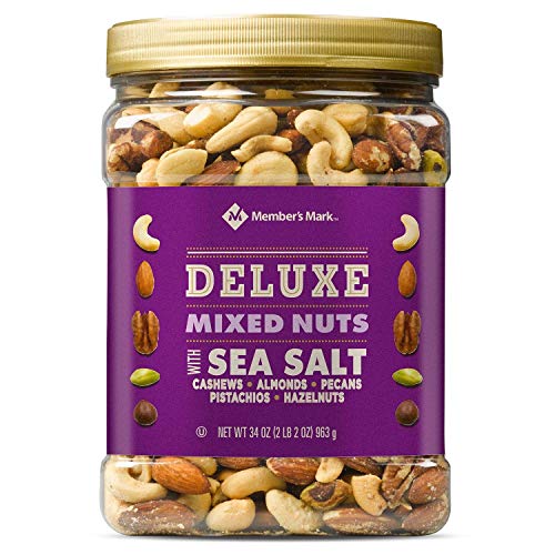 Premium Deluxe Mixed Nuts with Sea Salt - 34oz (4-Pack) | Bulk Snacks for Office, Parties & Healthy On-the-Go Nutrition | Member's Mark Brand