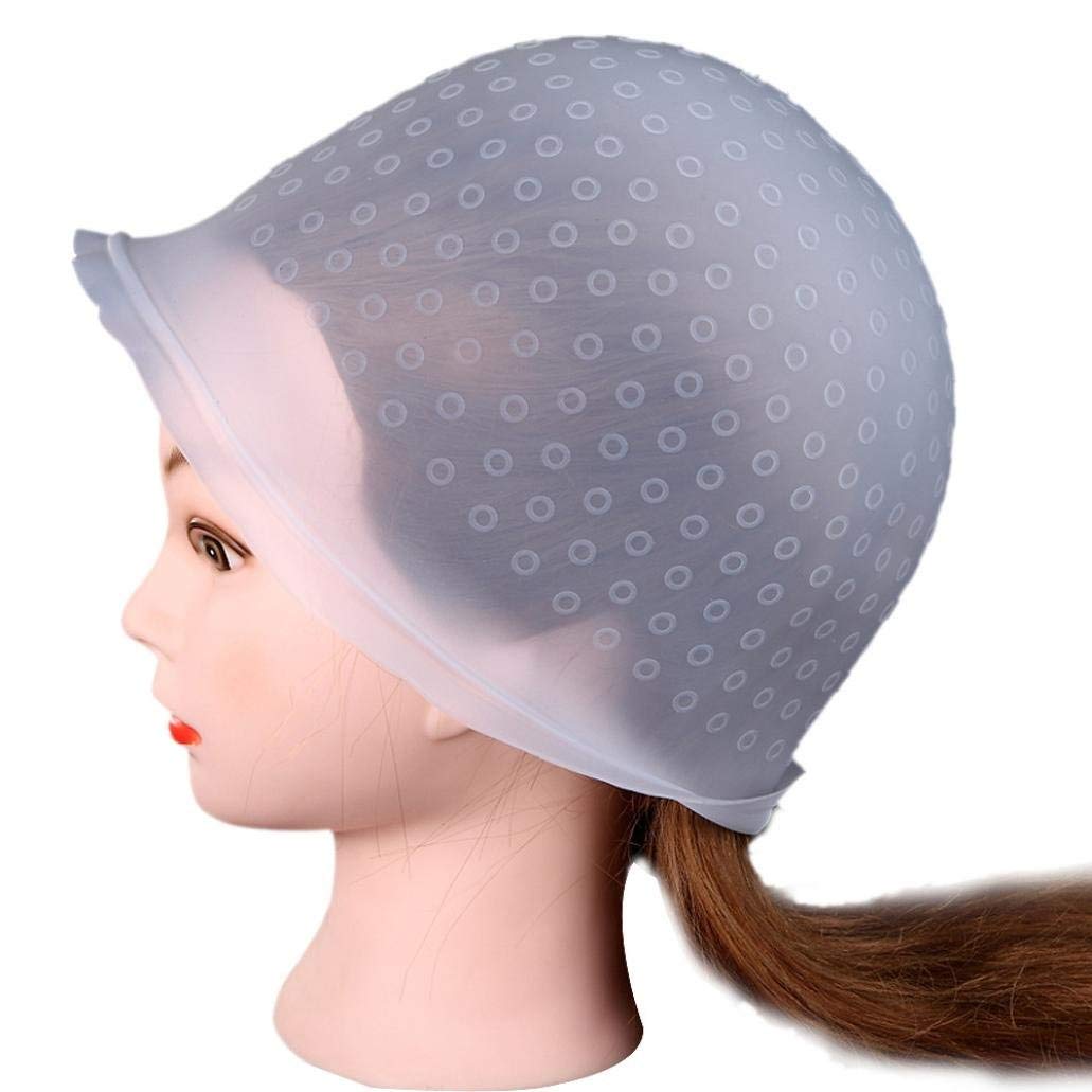 TWIREY Silicone Highlight Cap for Hair Coloring - Dye Cap with Metal Hook - Perfect for Salon, Home Hair Dye & DIY Hair Styling