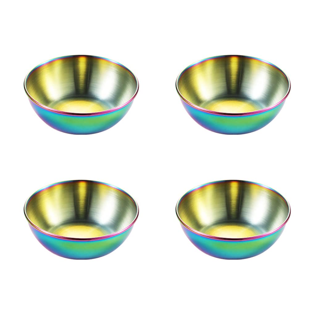 Colorful Stainless Steel Mini Sushi Dipping Bowls - 4-Piece Set of Round Appetizer Plates for Soy Sauce, Seasonings & Dips | Perfect for Sushi Parties, Asian Cuisine & Home Entertaining