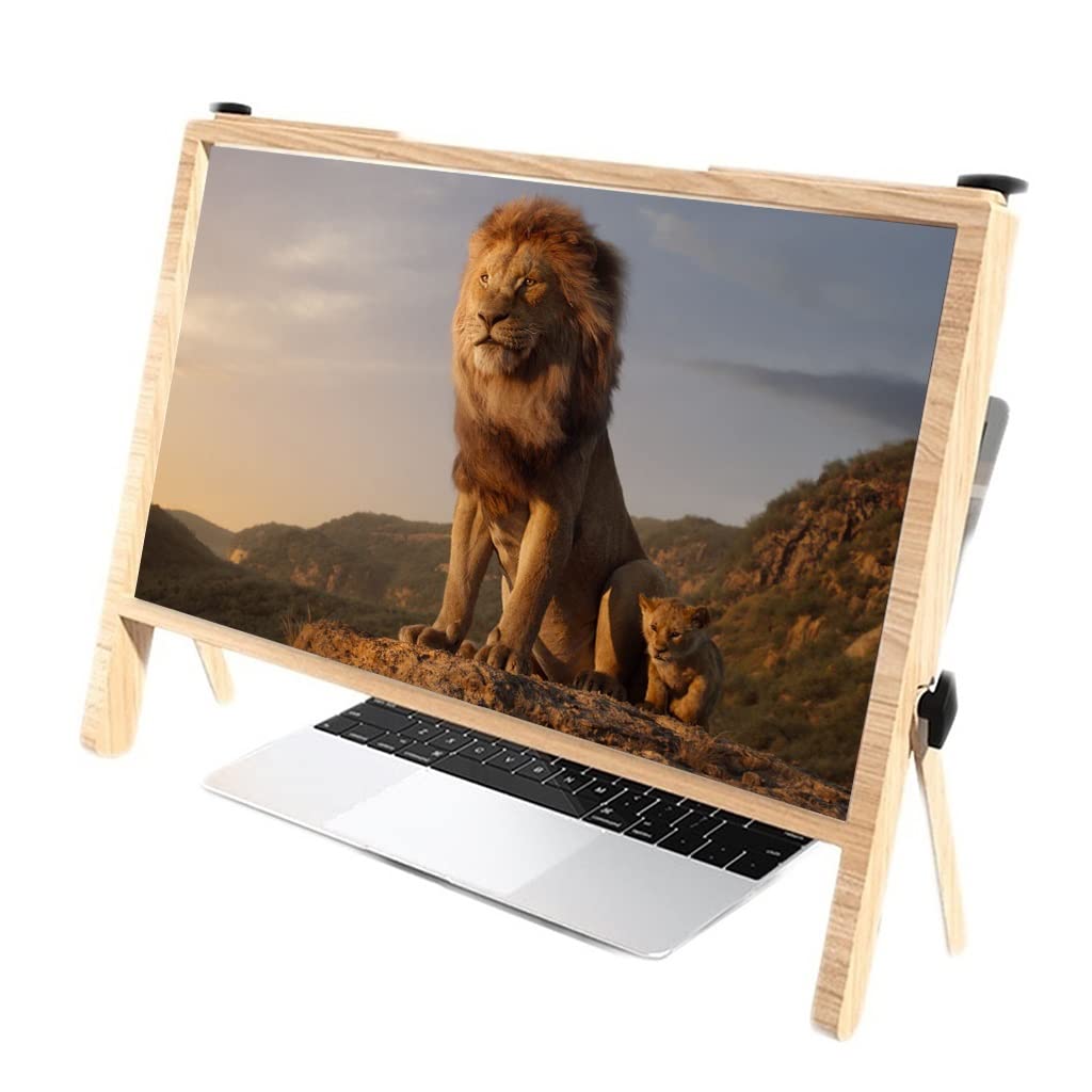 21 Inch HD Laptop & Phone Screen Magnifier Stand - 3D Viewing Amplifier for Gaming, Movies & Videos | Portable Screen Enlarger with Mobile Protector | Perfect Home Theater Gift (Brown) | Ideal for Gaming Nights, Movie Streaming & Office Presentations