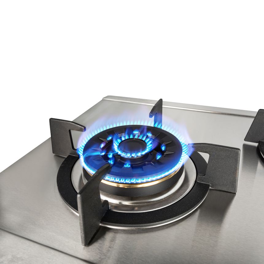 EFH3767WT VSB 76cm Built-in Stainless Steel Gas Hob with 2 Wok Burners & 1 Semi-Rapid Burner - Perfect for Home Kitchens, Restaurants & Outdoor Cooking