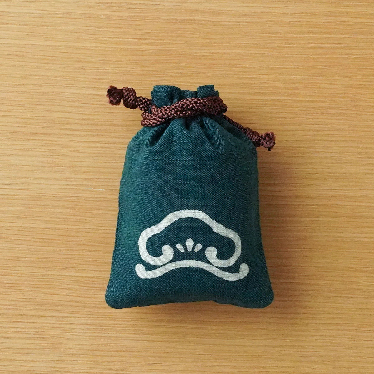 Katazome Small Talisman Bag - Pine Drawstring Pouch | Japanese Traditional Craft Bag for Good Luck Charms, Jewelry & Travel Essentials