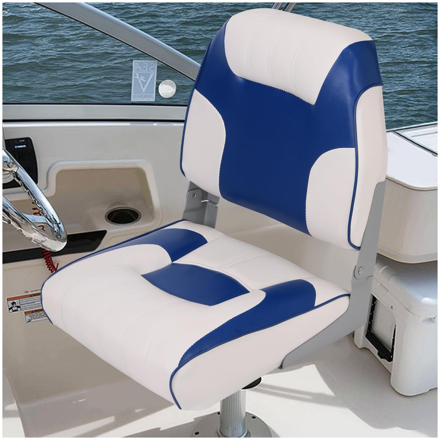 GARVEE 2 Pack Low Back Boat Seats - Foldable Fishing Chairs with Thickened Sponge Padding, Stainless Steel Screws & Weatherproof PVC - Perfect for Speedboats, Canoes and Marine Sightseeing