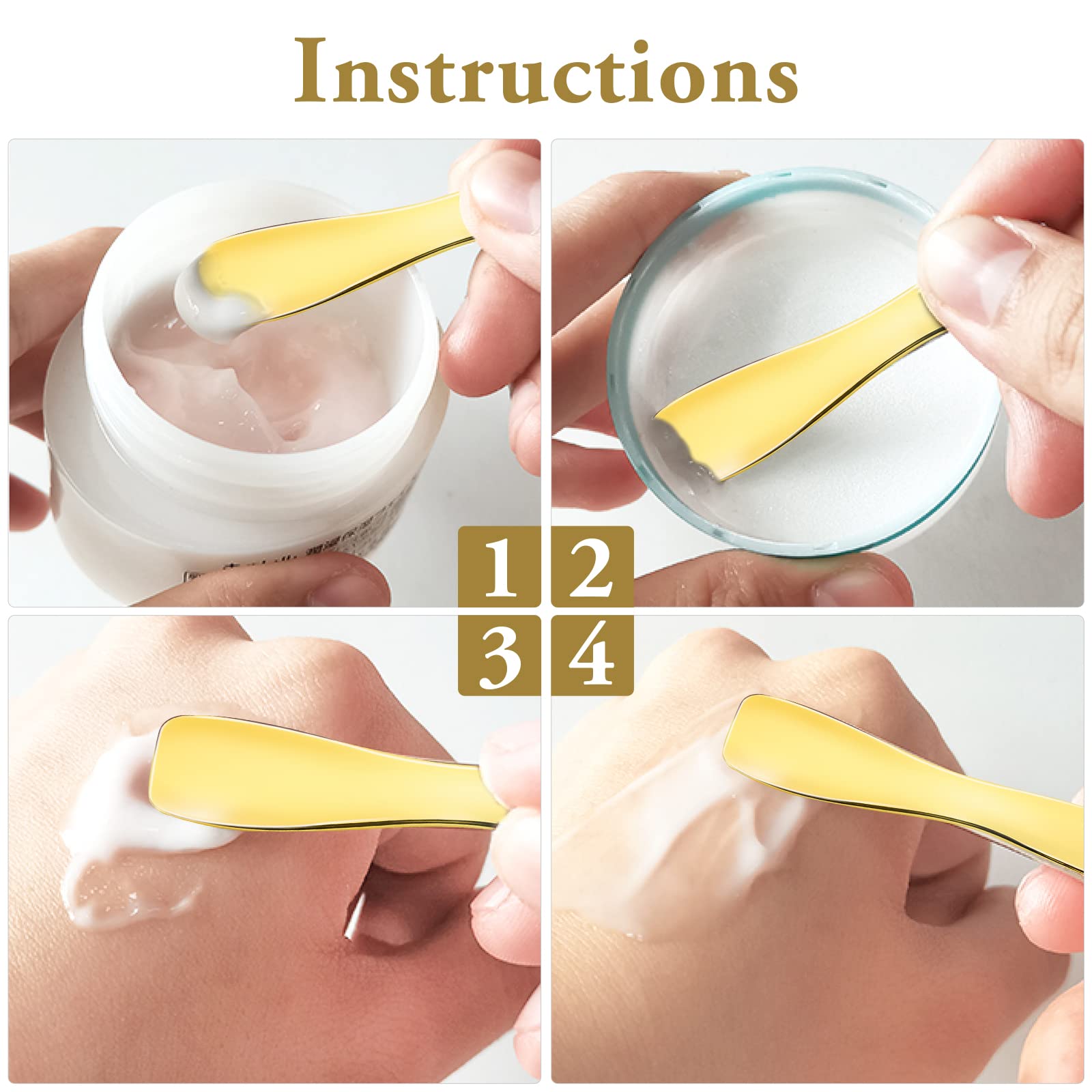 Sibba 3-Piece Facial Massage Spatula Set - Mini Skin Care Tools for Eye Cream, Lotion & Makeup Application - Reusable Stainless Steel Beauty Spatulas for Skincare & Cosmetics - Perfect for At-Home Spa, Facial Massage & Makeup Routine