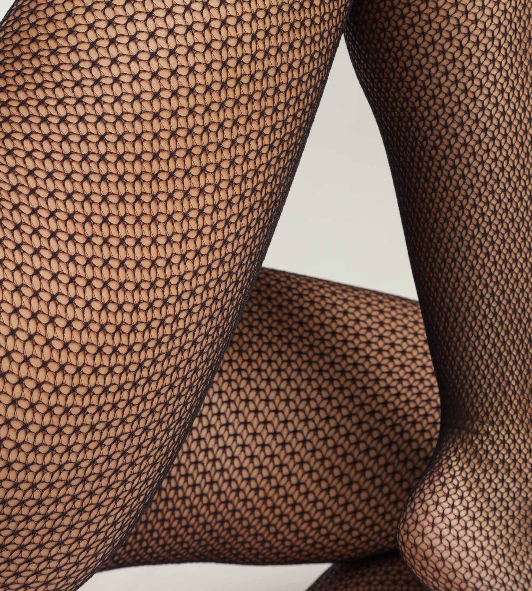 Black Geometric Lace Women's Tights - Elegant & Comfortable for Daily Wear, Office, and Special Occasions