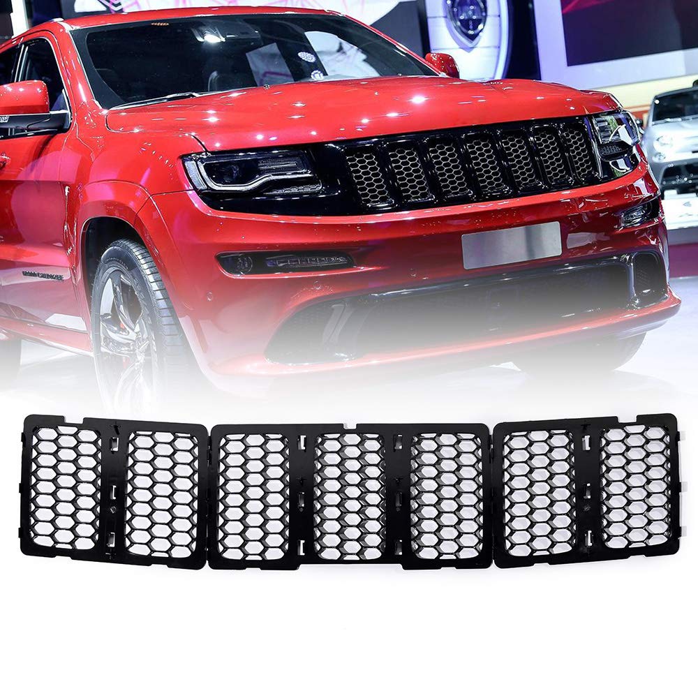 Astra Depot 7PCS Black Honeycomb Mesh Grill Insert for 2014-2016 Jeep Grand Cherokee - Front Bumper Replacement & Off-Road Style Upgrade | Perfect for Customization & Off-Road Adventures