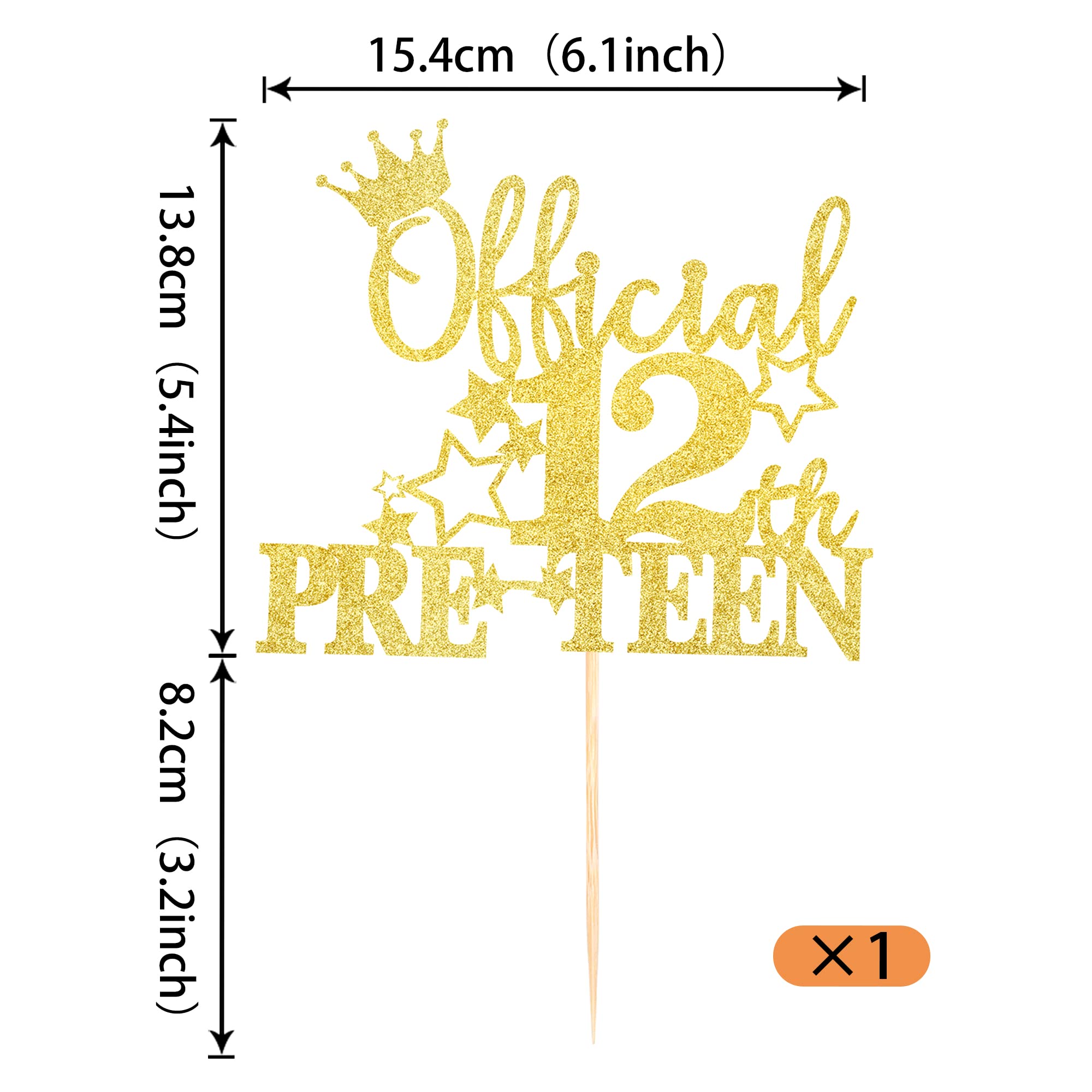 1 Pack Glitter Happy 12th Birthday Cake Topper - Cheers to 12 Years Cake Decorations for Pre-Teen Birthday Party Supplies (Black) | Perfect for 12th Birthday Cakes, Cupcakes & Party Decor