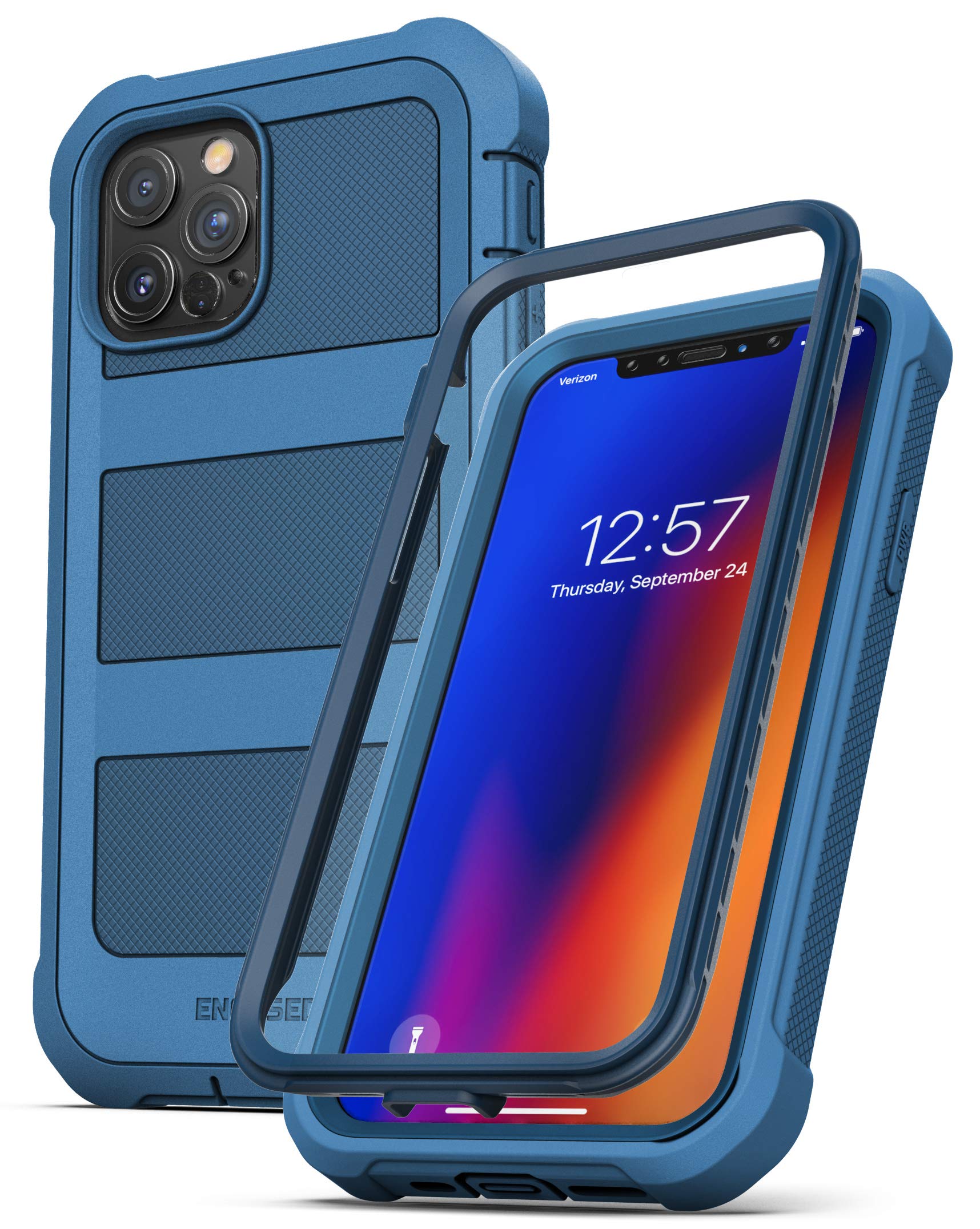 Encased Falcon Armor iPhone 12 Pro Case with Built-in Screen Protector | Shockproof Full Body Protection Cover | Blue | Perfect for Outdoor Activities, Travel & Daily Use
