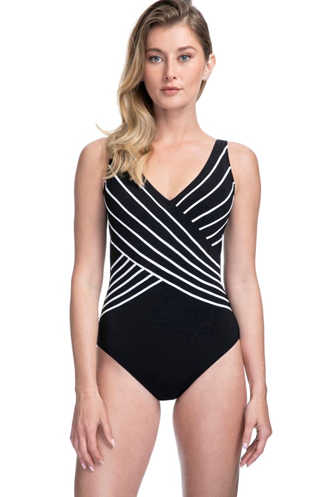 Gottex Women's Standard Embrace V Neck Surplice One Piece Swimsuit - Flattering Swimwear for Beach, Pool & Vacation | Plus Size & Regular Sizes Available