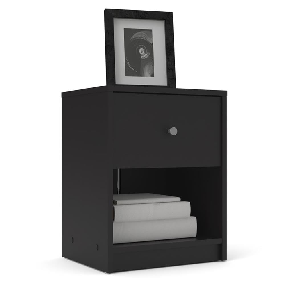 Scandinavian Modern 3-Piece Bedroom Set - Engineered Wood Dresser, Nightstand & Chest with Pewter Handles | Black Finish | Space-Saving Storage Solution for Small Bedrooms & Apartments
