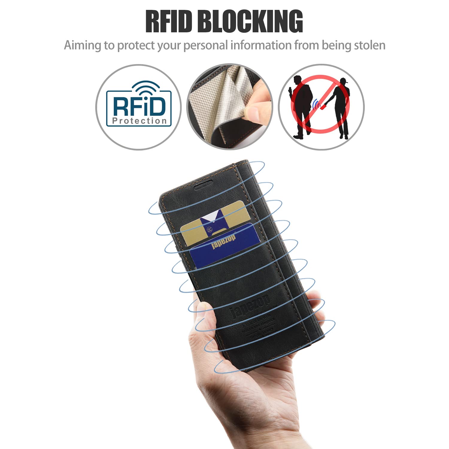 Samsung Galaxy A03S Wallet Case with RFID Blocking Card Holder & Kickstand - Magnetic Leather Flip Cover for 6.5 Inch Phone (Black) | Perfect for Daily Use, Travel & Business Meetings