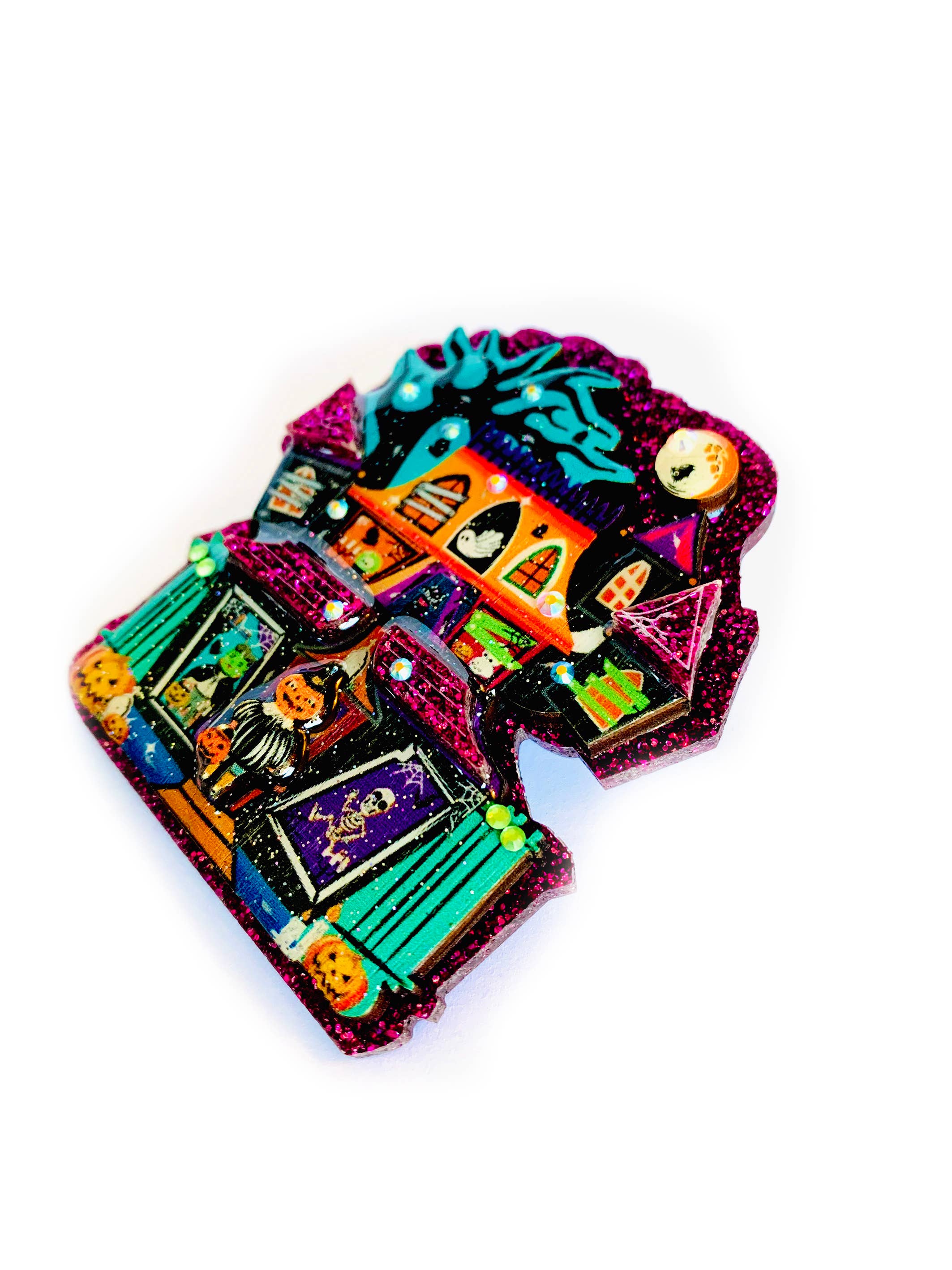 Spooky Halloween House Brooch - Vintage Gothic Pin by Rosie Rose Parker - Perfect for Costumes, Jackets & Accessory Collections