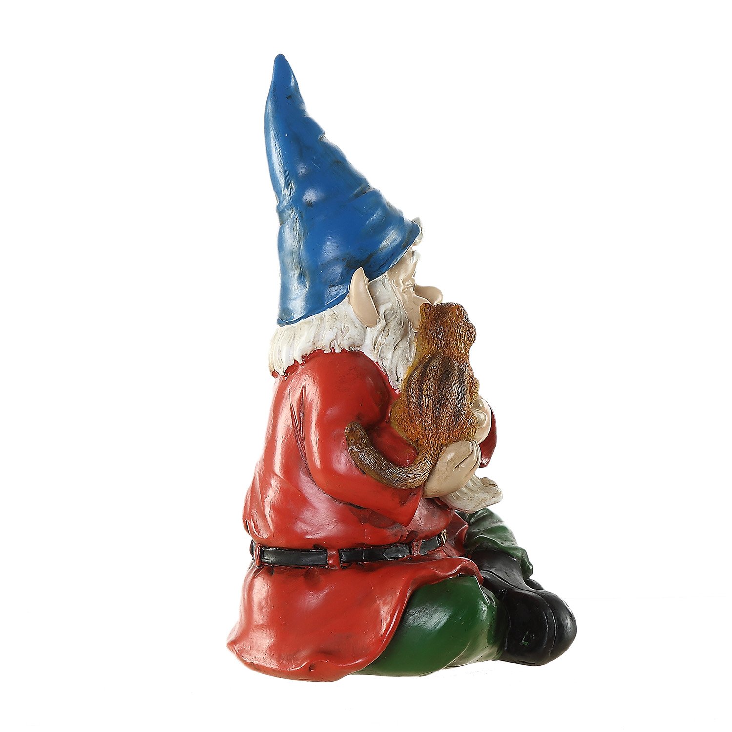 Garden Gnome Statue with Squirrel - Outdoor Resin Decor for Patio, Lawn & Garden - Weatherproof Yard Ornament for Home & Garden Decoration (Perfect for Fairy Gardens, Backyard Displays & Landscape Accents)