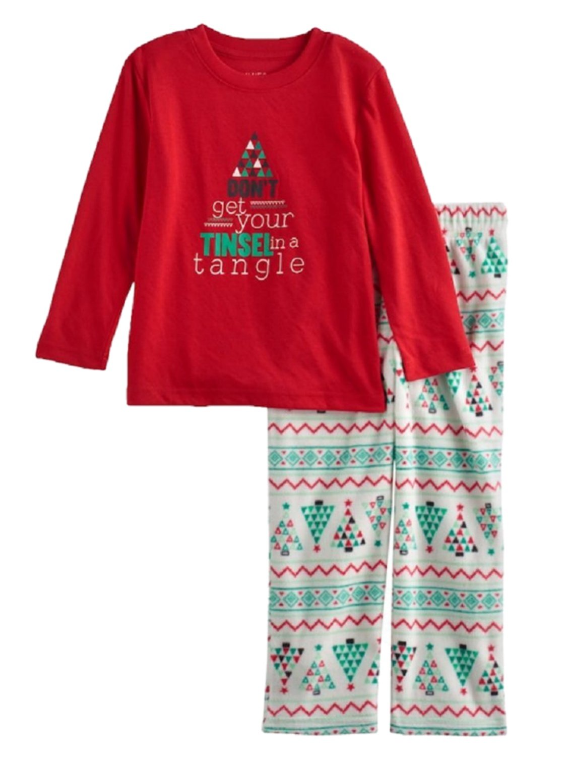 Men's Christmas Tinsel Tangle Pajama Set - Red Microfleece Shirt & Pants for Holiday Sleepwear | Cozy Festive Lounge Wear for Winter Nights & Family Gatherings