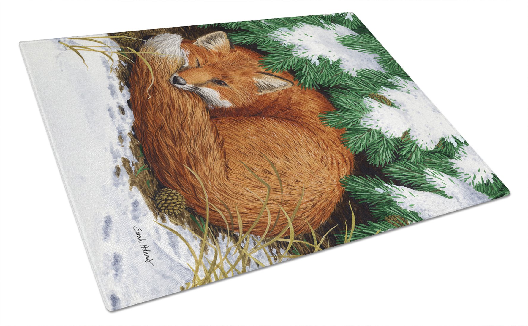 Fox Nap Time Decorative Tempered Glass Cutting Board - Large Kitchen Chopping & Serving Board for Fruits, Vegetables & Charcuterie | Durable & Stylish Countertop Display for Home & Gifts
