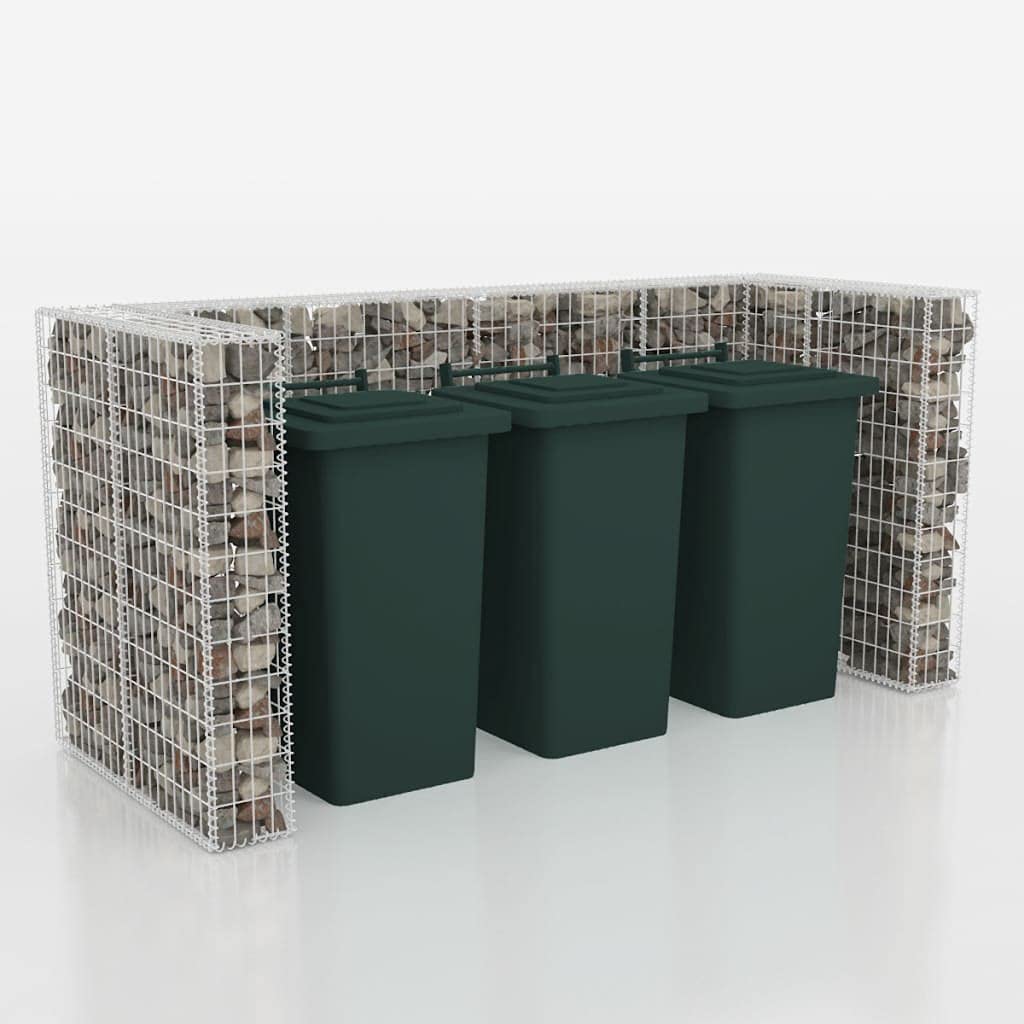 vidaXL Outdoor Garbage Can Storage - Steel Trash Can Enclosure Shed for Double Wheelie Bins | Patio, Yard & Garden Waste Management Solution | Weatherproof & Durable Design for Backyard Organization