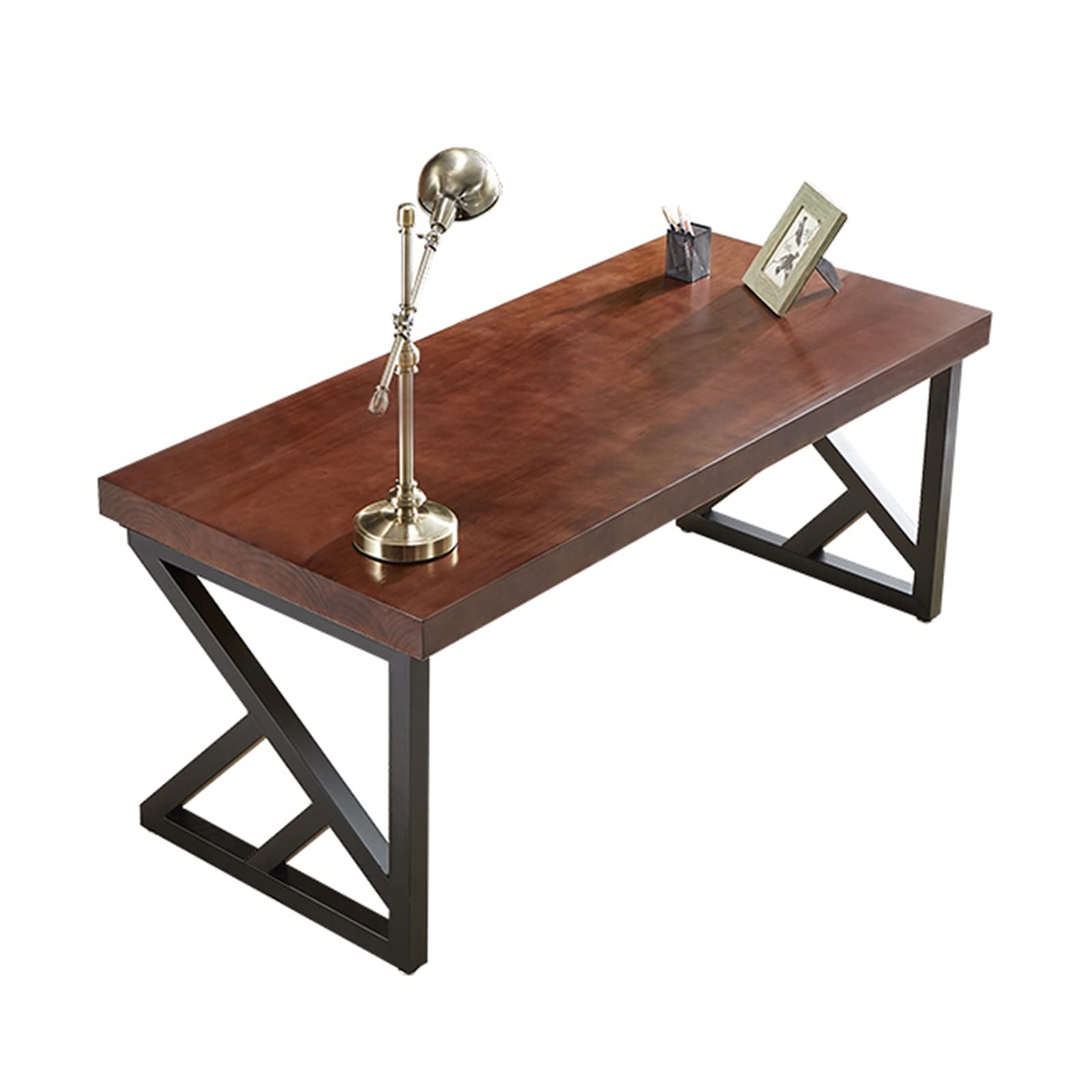 Nordic Solid Wood Computer Desk - Pine Wood Home Office Desk with Wrought Iron Legs, Natural Texture Writing Desk (120x60x75cm), Easy Assembly - Perfect for Small Spaces, Home Office & Study Rooms