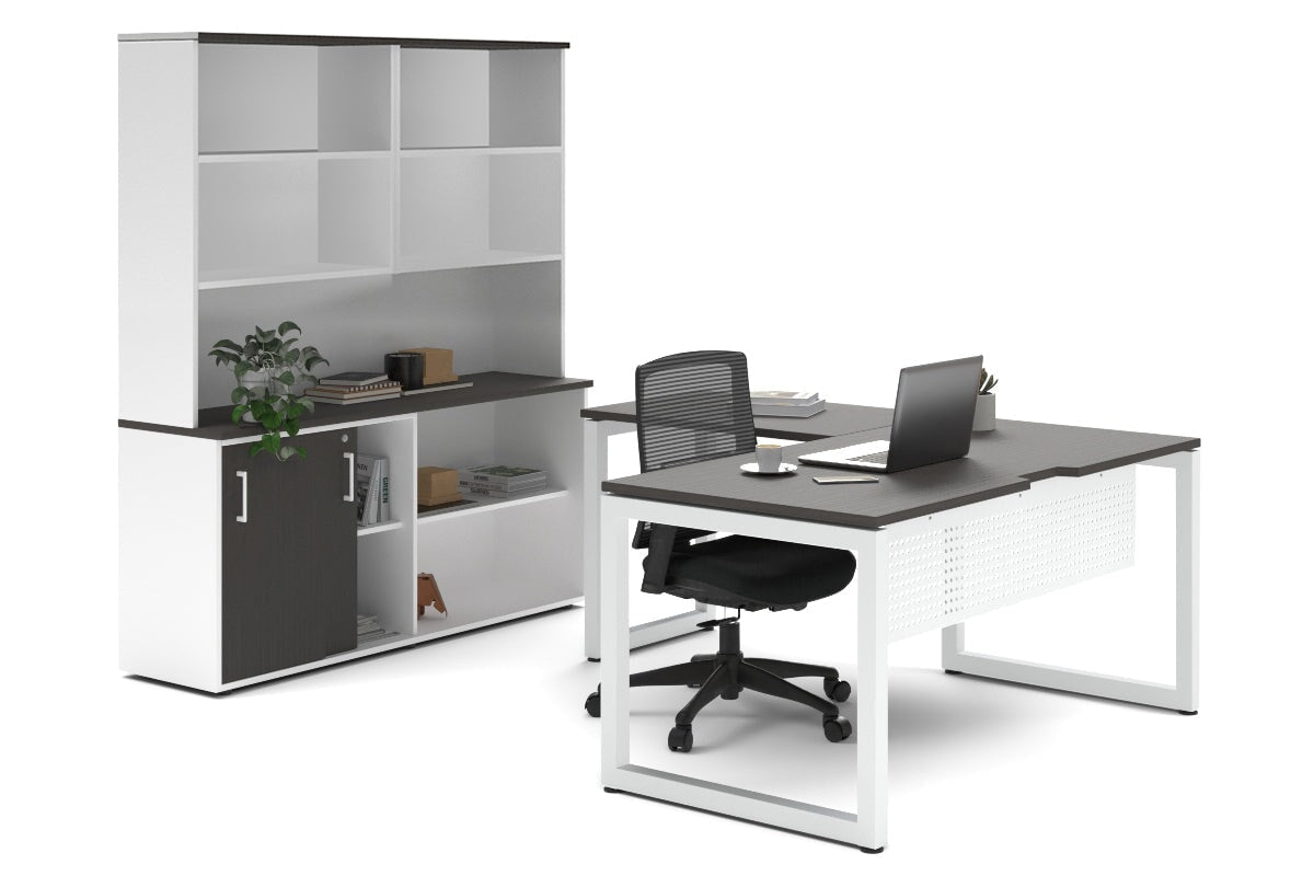 Quadro Loop Legs L-Shaped Executive Desk with White Legs [1800L x 1700W] - Perfect for Home Office, Conference Rooms & Modern Workspaces