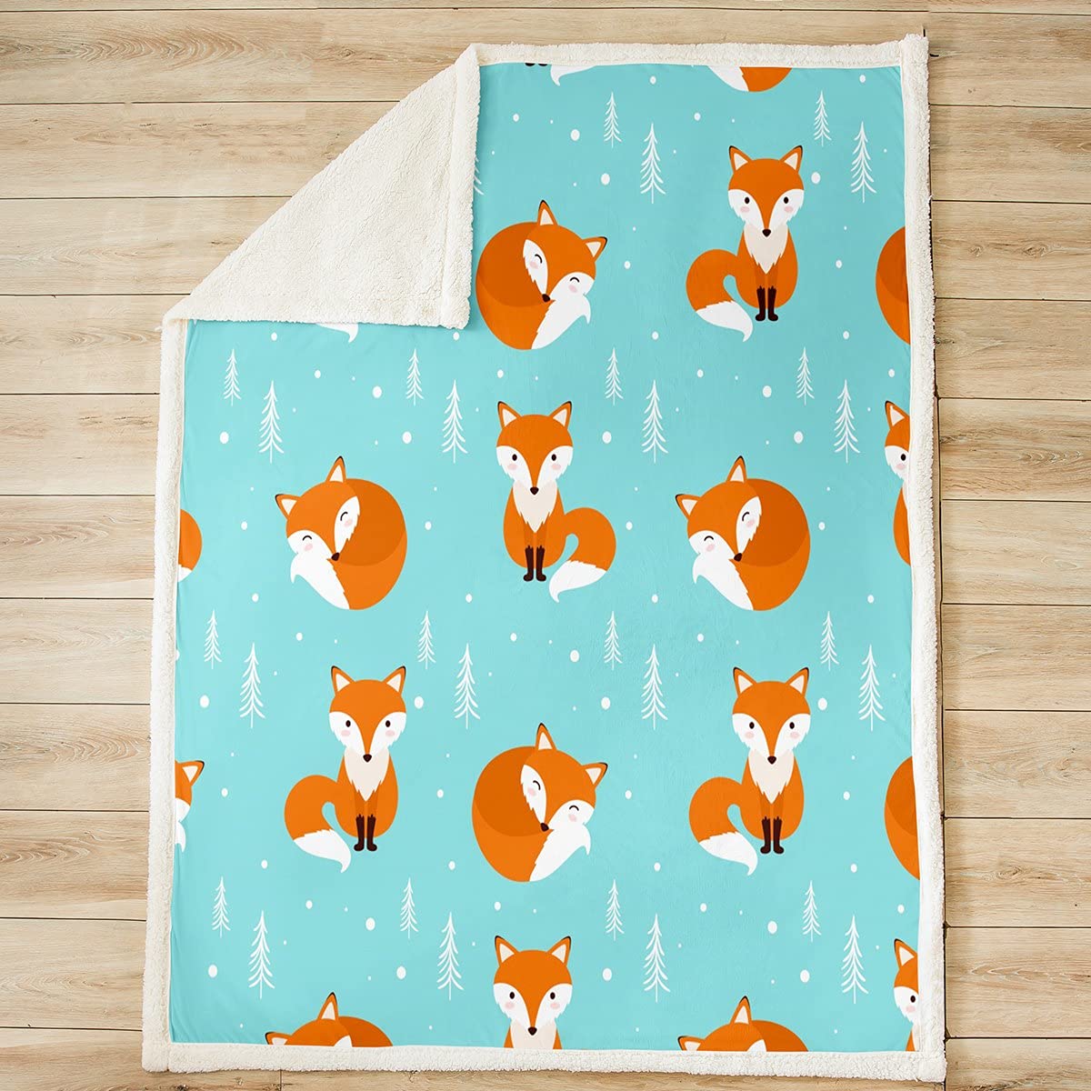 Soft 3D Fox Throw Blanket for Kids - Kawaii Animal Theme Fleece Blanket 60x80 Inches, Twin Size Super Plush & Cozy for Bed, Sofa, Couch - Perfect Cute Bedroom Decor & Woodland Themed Gift for Girls