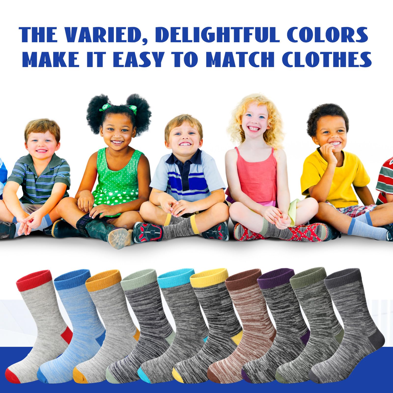 50 Pairs Kids Warm Cotton Socks - Soft Breathable Ankle & Crew Socks for Winter Sports, School & Daily Wear - Bulk Pack for Boys & Girls