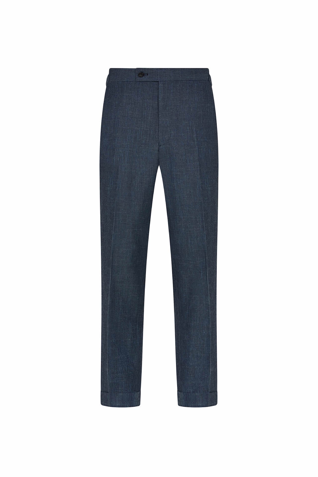 Premium Petrol Blue Wool Silk Linen Blend Trousers for Women - Comfortable & Stylish Pants for Work, Office & Casual Wear