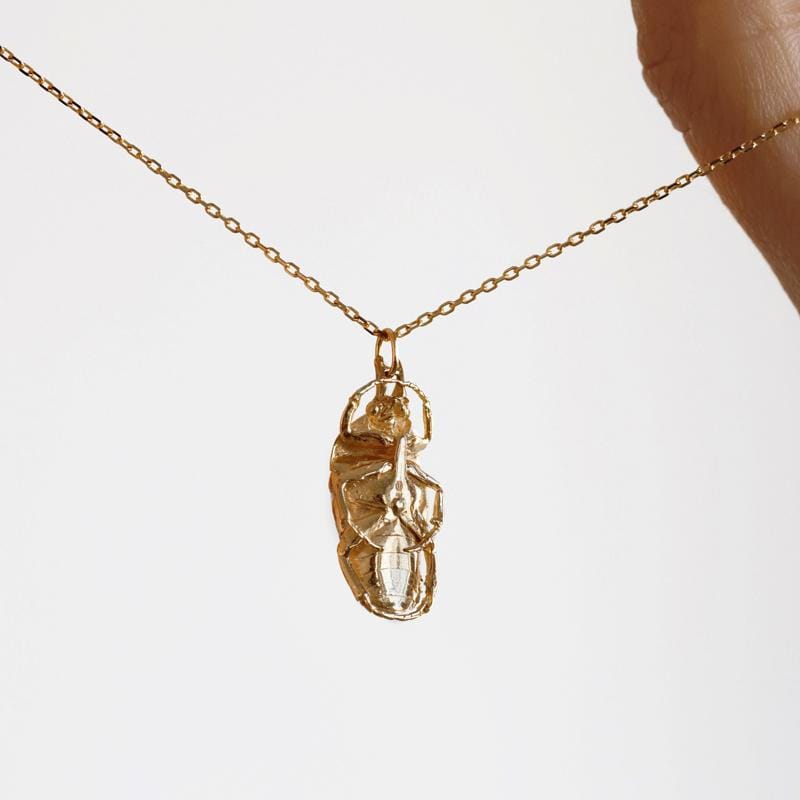 Exquisite Diamond Scarab Necklace for Women - 14K Gold Egyptian Jewelry - Perfect for Gifts, Weddings & Special Occasions