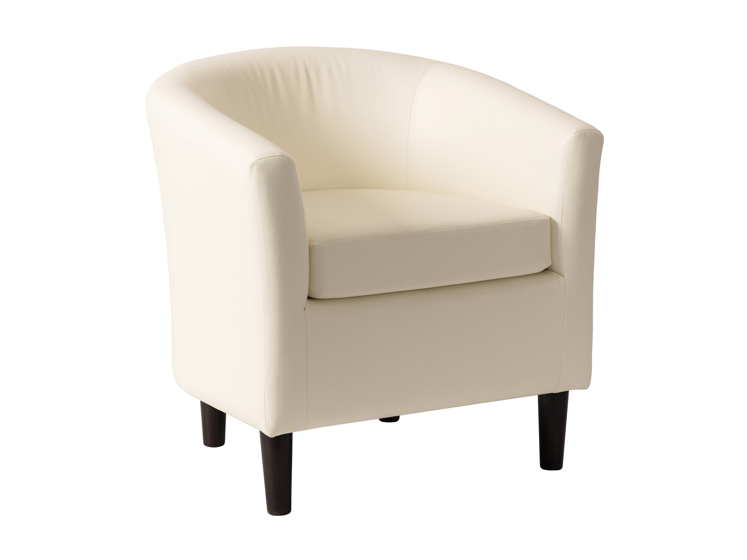 Vegan Leather Barrel Chair in Warm White - Modern Accent Seating for Living Room, Office & Lounge Areas