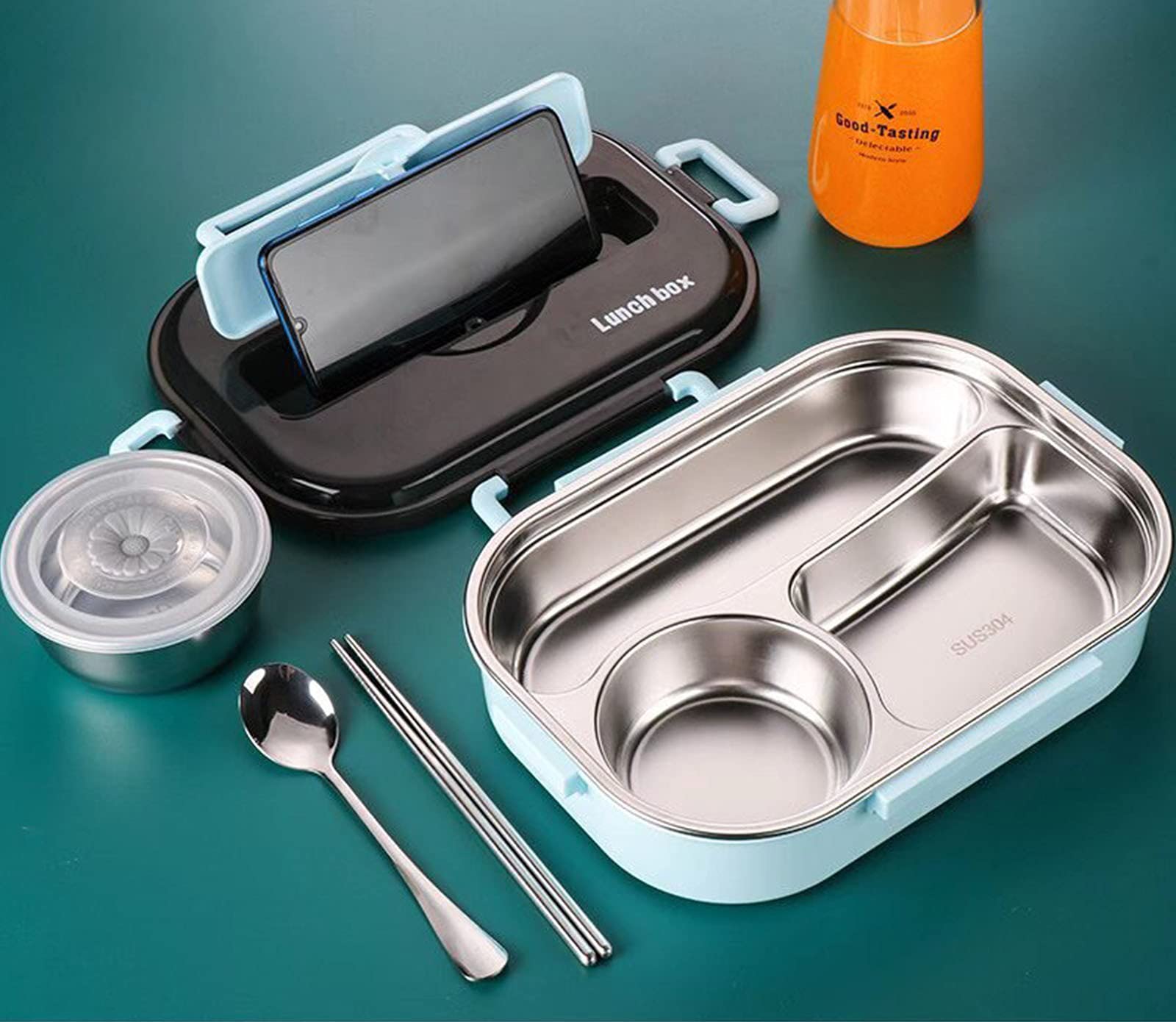 Eco-Friendly Bento Box Lunch Container Set for Kids & Adults - BPA-Free Portable Food Storage with Spoon & Fork - Ideal for School, Home, Office & Travel (Medium Size)