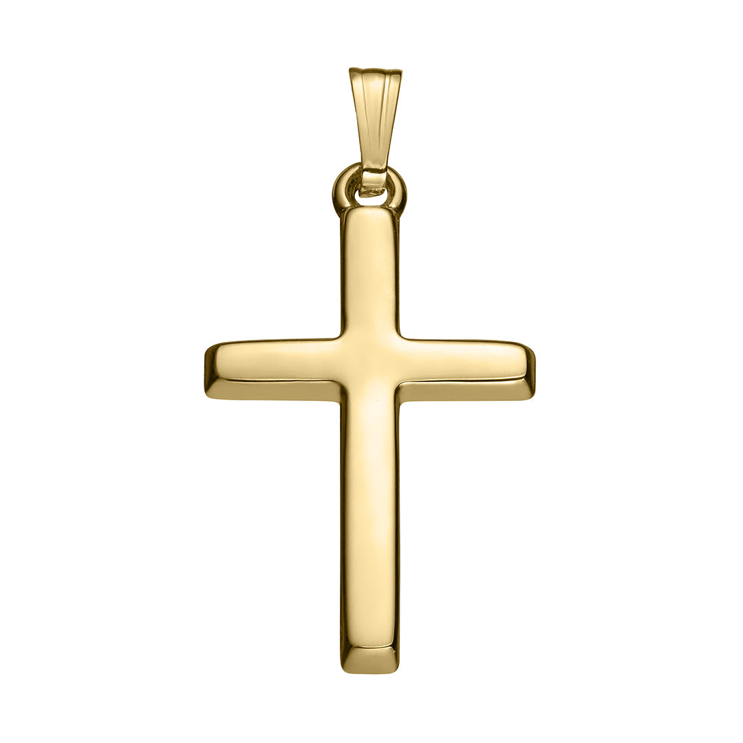 14K Yellow Gold 13x25mm Cross Pendant Necklace for Women - Religious Jewelry Gift for Baptism, Confirmation & Everyday Wear