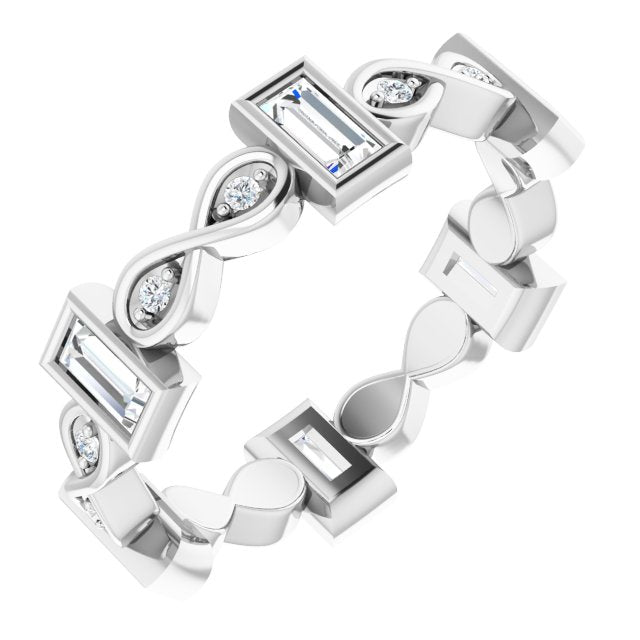 0.94 Carat Bezel Set Baguette & Round Diamond Infinity Eternity Band Ring for Women - Perfect for Weddings, Anniversaries, and Special Occasions