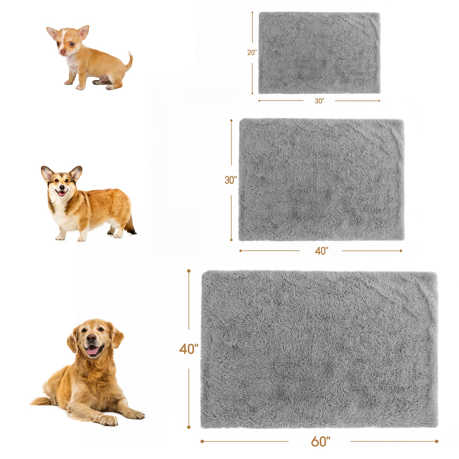 BENRON Reversible Fleece Dog Blanket 30x40 Inches - Soft Washable Pet Blanket for Medium Dogs, Cozy Fluffy Throw for Couch, Bed & Crate - Perfect for Snuggling, Travel & Winter Warmth (Grey)