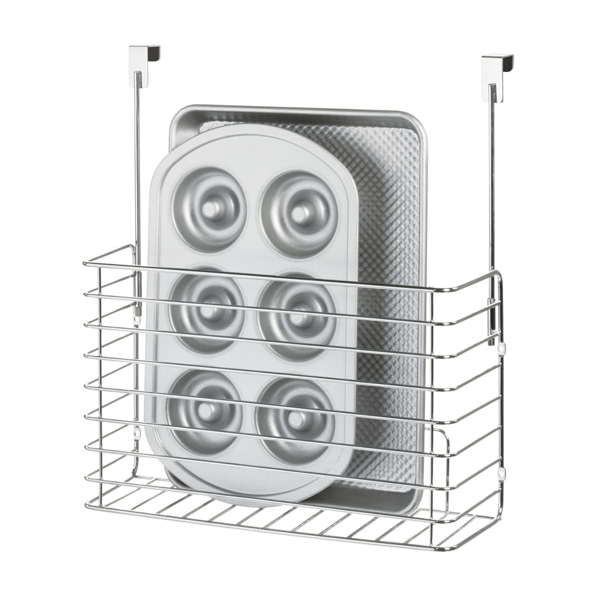 iDesign Classico Chrome Metal Over the Cabinet Kitchen Organizer - Holds Cutting Boards, Baking Sheets & Pans (13.73