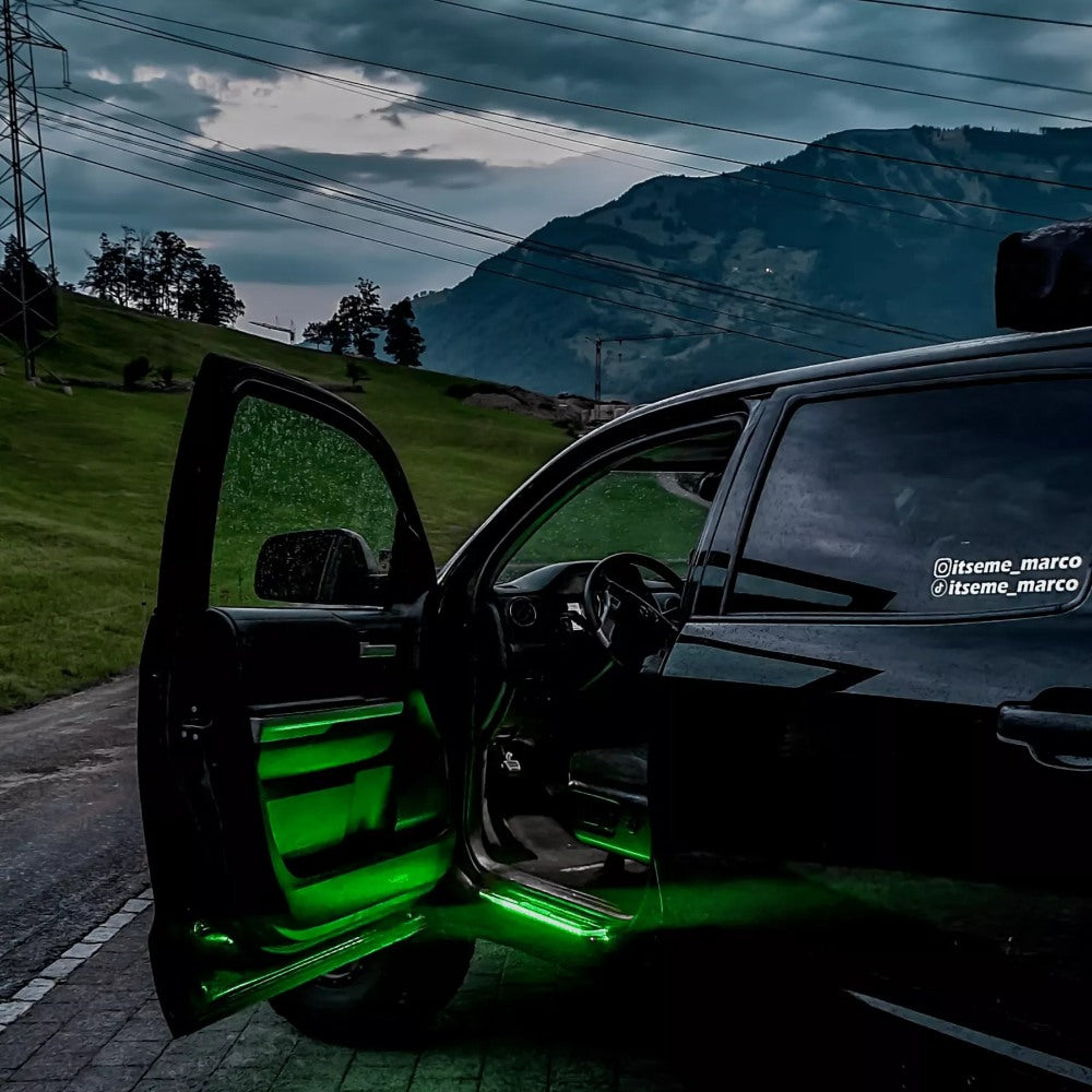 Premium LED Door Sill Protectors - Car Interior Lighting with Custom Logo - Waterproof & Durable for Cars, SUVs, Trucks - Enhance Vehicle Style & Safety at Night