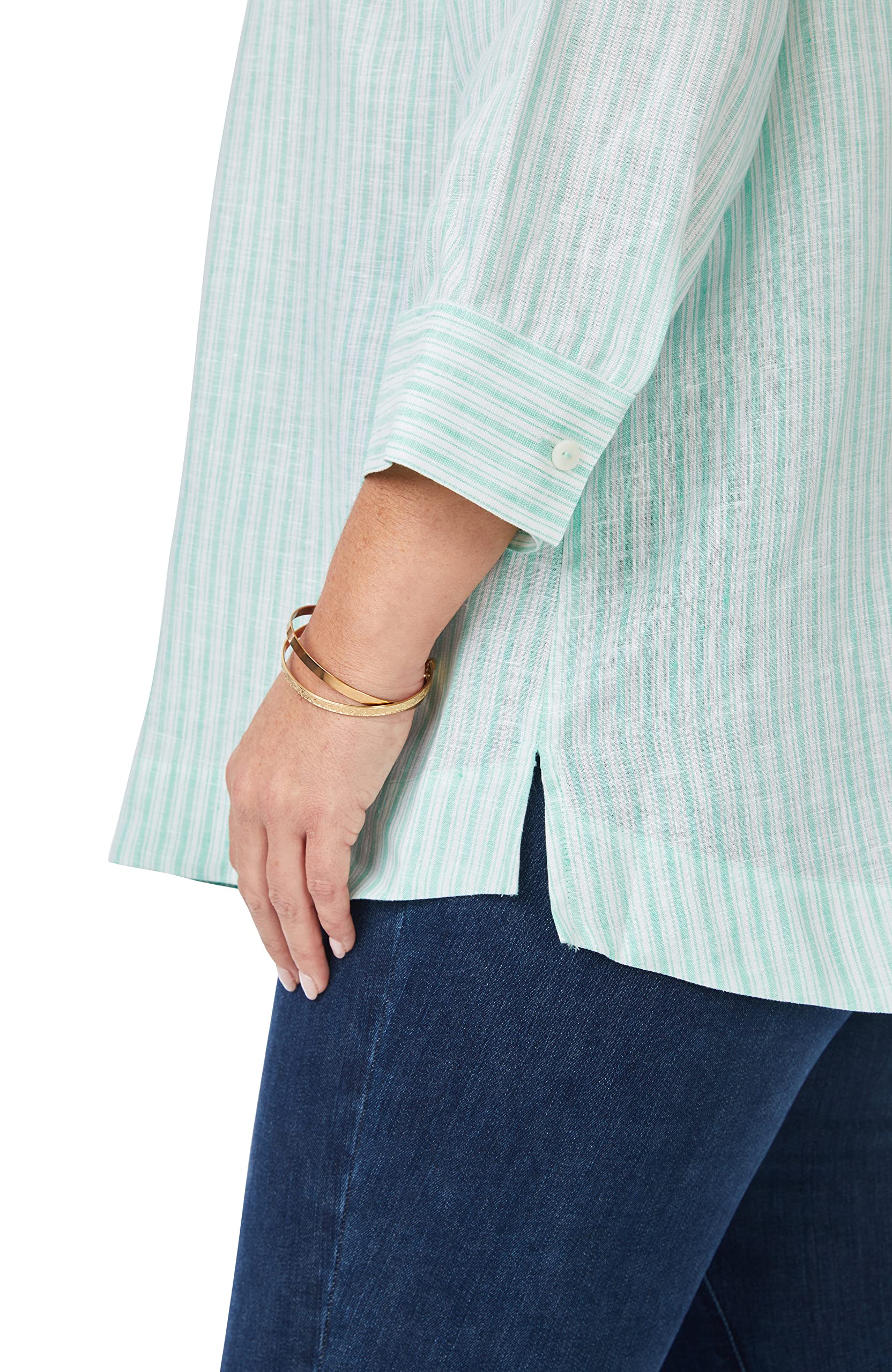Foxcroft Women's Harley 3/4 Sleeve Summer Stripe Blouse - Stylish Casual Top for Office, Date Night & Summer Outings