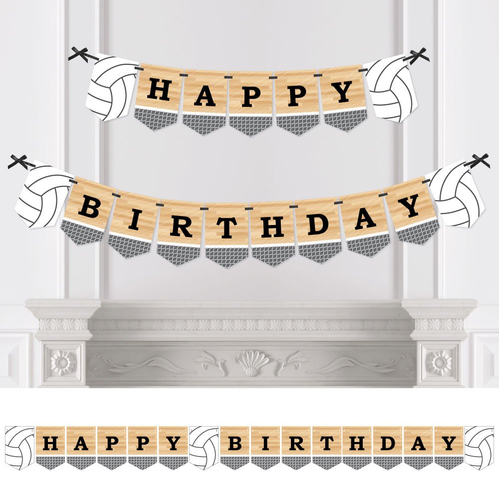 Big Dot of Happiness Volleyball Bunting Banner - Bump Set Spike Sports Party Decorations - Happy Birthday Party Supplies - Perfect for Volleyball Birthday Parties, Team Celebrations & Sports Decor