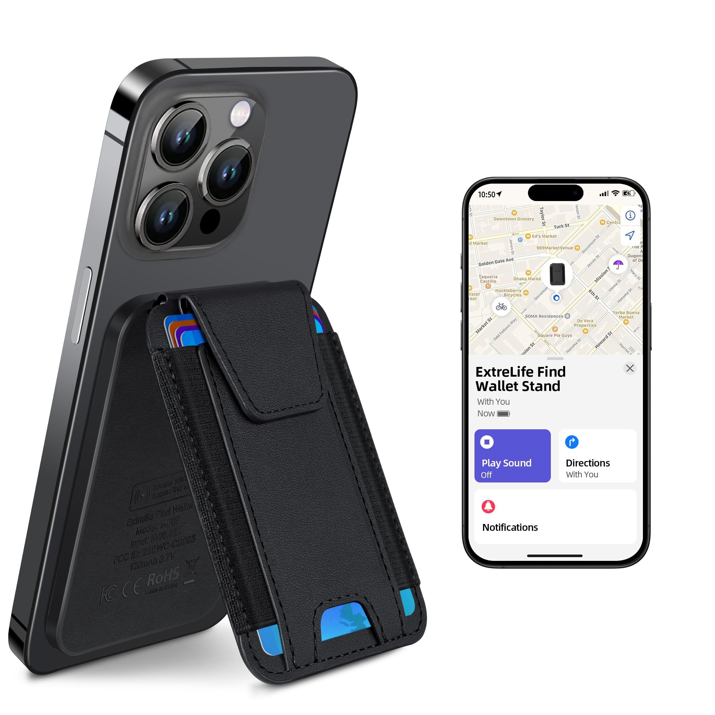 Magnetic Wallet for iPhone 16/15/14/13/12 Series - Magsafe Compatible with Apple Find My, 7-Card Holder with RFID Blocking & Privacy Flap, Adjustable Stand (Black) - Perfect for Travel, Shopping & Everyday Carry